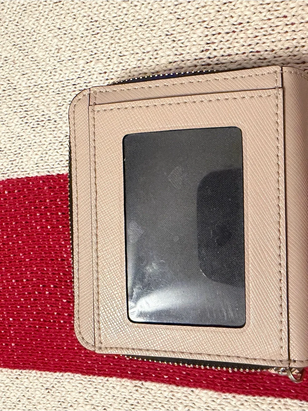 kate spade Blush and Black Zip Card Wallet